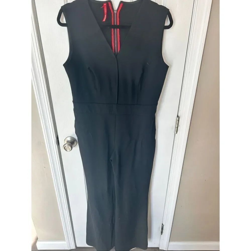 Spanx Womens The Perfect Jumpsuit Size L Black Ponte Knit Sleeveless Classic